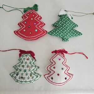 Vintage Hand Made Festive Christmas Tree Ornaments Set